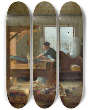 Triptych art skateboard deck of Venny Soldanbrofeldt Weaver by Venny Soldan-Brofeldt (1863-1945)