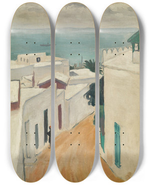 Triptych art skateboard deck of Albert Marquet Une Rue by Albert Marquet (1875-1947)