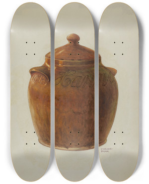 Triptych art skateboard deck of Ethelbert Brown Pa German Jar With Lid by Ethelbert Brown