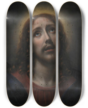 Triptych art skateboard deck of Carlo Dolci Christs Agony In The Garden Of Gethsemane by Carlo Dolci (1616-1687)