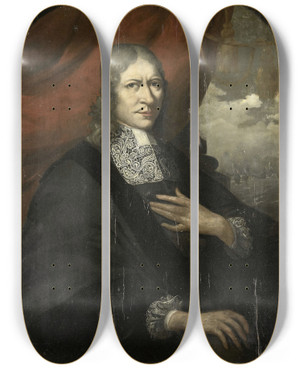 Triptych art skateboard deck of Martin Palin Portrait Of Rycklof Van Goens Governorgeneral by Martin Palin (17-)