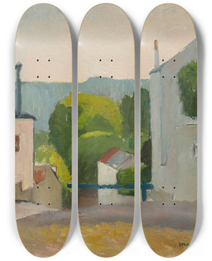 Triptych art skateboard deck of Henri Manguin Le Raincy by Henri Manguin (1874-1949)