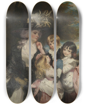 Triptych art skateboard deck of Sir Joshua Reynolds Lady Smith Charlotte Delaval And Her Children George Henry Louisa And Charlotte by Sir Joshua Reynolds (1723-1792)