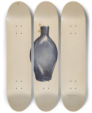 Triptych art skateboard deck of Ga Spangenberg Whiskey Flask_1 by G.A. Spangenberg