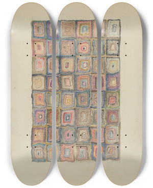 Triptych art skateboard deck of Alfonso Umana Hooked Rug_1 by Alfonso Umana