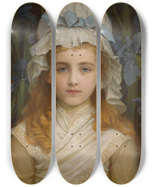 Triptych art skateboard deck of Kate Perugini Lillas A Lady by Kate Perugini (1839-1929)