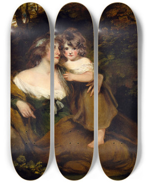 Triptych art skateboard deck of John Hoppner The Countess Of Darnley And Her Daughter Lady Elizabeth Bligh by John Hoppner (1758-1810)