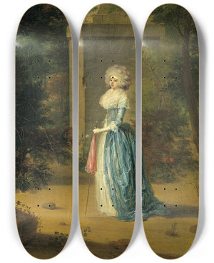 Triptych art skateboard deck of Georg Karl Urlaub Portrait Of Henriette Von Holzhausen by Georg Karl Urlaub (1749-1811)