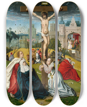Triptych art skateboard deck of Jan Provost The Crucifixion by Jan Provost (1460-1529) Triptych art skateboard deck of Jan Provost The Crucifixion by Jan Provost (1460-1529)