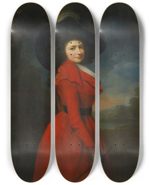 Triptych art skateboard deck of Martin Archer Shee Portrait Of Miss Elizabeth Jemima Blake by Martin Archer Shee (1769-1850)