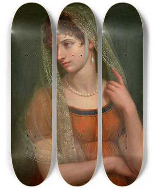 Triptych art skateboard deck of Pietro Benvenuti Portrait Of The Artists Wife by Pietro Benvenuti (1769-1844)