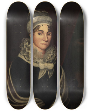 Triptych art skateboard deck of Zedekiah Belknap Portrait Of A Woman by Zedekiah Belknap (1781-1858)