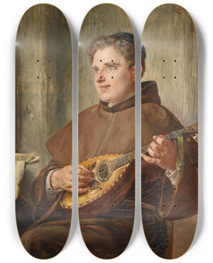 Triptych art skateboard deck of Ernst Nowak Musizierender Mnch by Ernst Nowak (1853-1919) Triptych art skateboard deck of Ernst Nowak Musizierender Mnch by Ernst Nowak (1853-1919)