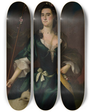 Triptych art skateboard deck of Joseph Blackburn Mary Sylvester by Joseph Blackburn (1787)