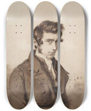 Triptych art skateboard deck of Auguste Xavier Leprince Untitled by Auguste Xavier Leprince (1799-1826)