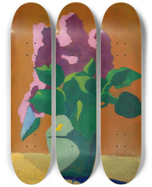 Triptych art skateboard deck of Douard Vuillard Les Lilas Le Bouquet Schmatique by douard Vuillard (1868-1940)