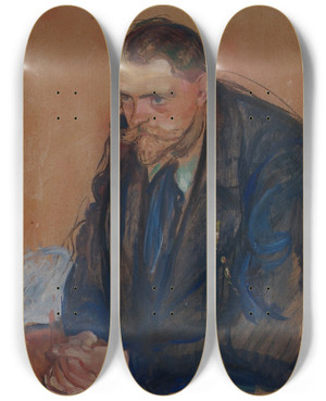 Triptych art skateboard deck of Edvard Munch Portrait Of Helge Bckstrm by Edvard Munch (1863-1944)