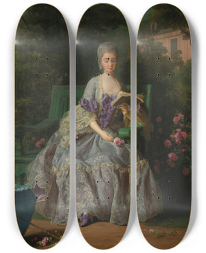 Triptych art skateboard deck of Jeanbaptiste Charpentier Portrait Of Marie Thrse Louise Of Savoy Princesse De Lamballe 17491792 by Jean-Baptiste Charpentier (1728-1806)