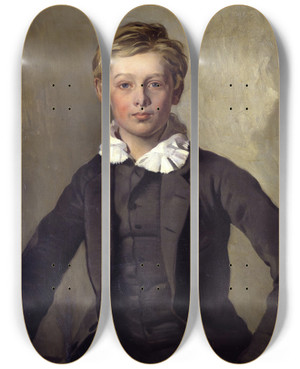 Triptych art skateboard deck of Ferdinand Von Rayski Portrait Of Count Haubold Von Einsiedel by Ferdinand Von Rayski (1806-1890)