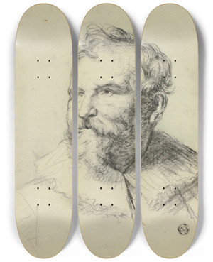 Triptych art skateboard deck of Follower Of Anthony Van Dyck Adam Van Noort by Follower Of Anthony Van Dyck (1599-1641)