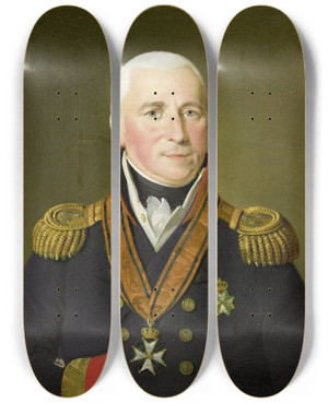 Triptych art skateboard deck of Adriaan De Lelie Portrait Of Gerrit Verdooren 17571824 Viceadmiral by Adriaan de Lelie (1755-1820)