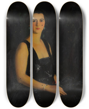 Triptych art skateboard deck of Robert Henri Portrait Of Mrs Arthur Bond Cecil_1 by Robert Henri (1865-1929)