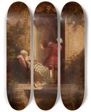 Triptych art skateboard deck of Auguste Serrure Le Concert by Auguste Serrure (1825-1903)