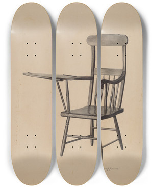 Triptych art skateboard deck of Sydney Roberts Study Chair by Sydney Roberts
