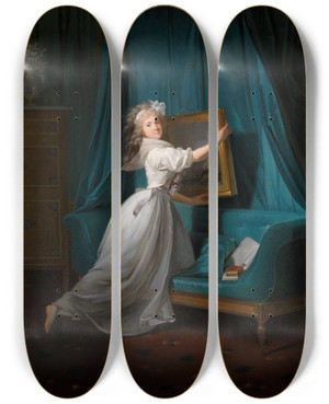Triptych art skateboard deck of Henripierre Danloux Mademoiselle Rosalie Duth by Henri Pierre Danloux (1753-1809)