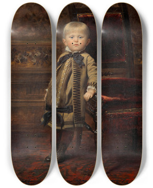 Triptych art skateboard deck of Ernst Klimt Knabenbildnis by Ernst Klimt (1864-1892)