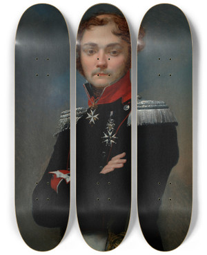 Triptych art skateboard deck of Jeanbaptiste Regnault Portrait Of Charleslouis Regnault An Officer From The Napoleonicwars by Jean-Baptiste Regnault (1754-1829)