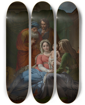 Triptych art skateboard deck of Joseph Paelinck The Holy Family by Joseph Paelinck (1781-1839)