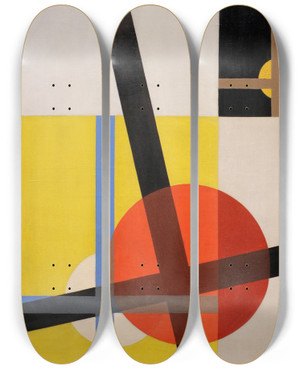 Triptych art skateboard deck of Lszl Moholynagy Am 2 by Laszlo Moholy Nagy (1895-1946)