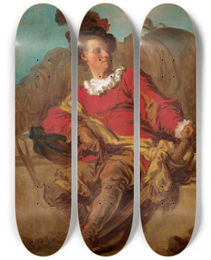 Triptych art skateboard deck of Jeanhonor Fragonard Jeanclaude Richard Abbot Of Saintnon Dressed A Lespagnole by Jean-Honor Fragonard (1732-1806)