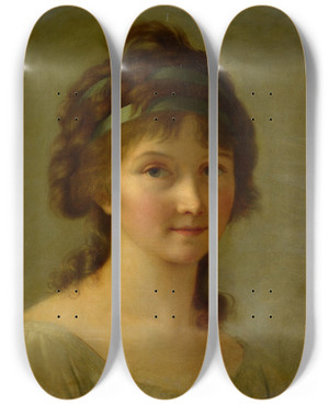 Triptych art skateboard deck of Elisabeth Louise Vige Le Brun Portrait Of A Lady by Elisabeth Louise Vigee Le Brun (1755-1842)