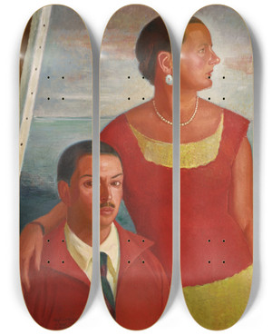 Triptych art skateboard deck of Ngel Zrraga Autorretrato Conjeannette by ngel Zrraga (1886-1946)