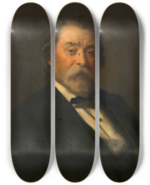 Triptych art skateboard deck of Christian Griepenkerl Theophil Hansen Baumeister Und Architekt by Christian Griepenkerl (1839-1916)