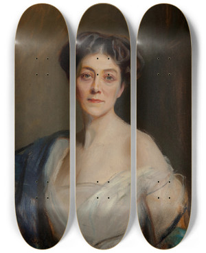 Triptych art skateboard deck of Philip Alexius De Lszl A Portrait Of Caroline Lambart Countess Of Cavan by Philip Alexius de Lszl (1869-1937)