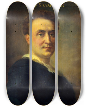 Triptych art skateboard deck of Daniel Brard Portrait Deugne Silvain 18511930 Socitaire De La Comdiefranaise by Daniel Berard (19-)