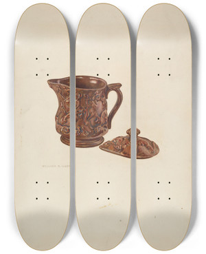 Triptych art skateboard deck of William Ludwig Syrup Pitcher by William Ludwig