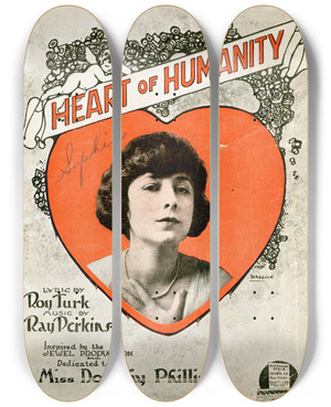 Triptych art skateboard deck of Albert Wilfred Barbelle Heart Of Humanity by Albert Wilfred Barbelle (1887-1957)