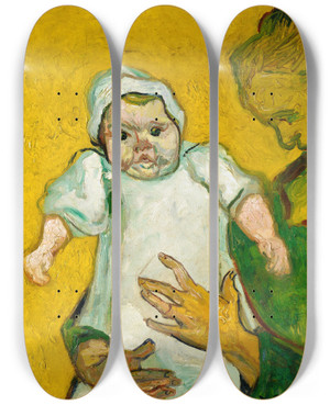 Triptych art skateboard deck of Vincent Van Gogh Madame Roulin And Her Baby by Vincent van Gogh (1853-1890)
