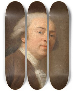 Triptych art skateboard deck of Johann Friedrich August Tischbein Selfportrait by Johann Friedrich August Tischbein (1750-1812)