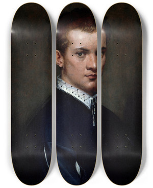 Triptych art skateboard deck of Francesco De Rossi Portrait Of A Young Man by Francesco de' Rossi (1510-1563) Triptych art skateboard deck of Francesco De Rossi Portrait Of A Young Man by Francesco de' Rossi (1510-1563)