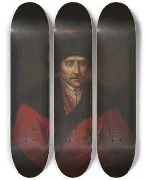 Triptych art skateboard deck of Marcello Bacciarelli Portrait Of Teodor Szydowski D1796 Voivode Of Pock by Marcello Bacciarelli (1731-1818)