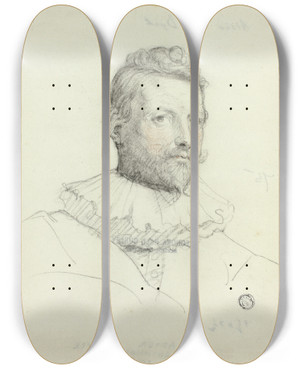 Triptych art skateboard deck of Follower Of Anthony Van Dyck Theodoor Van Loon_2 by Follower Of Anthony Van Dyck (1599-1641)