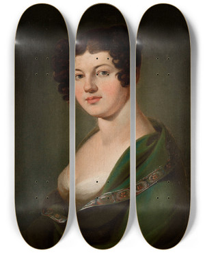 Triptych art skateboard deck of Jan Rustem Portrait Of Aniela Nowicka Ne Popawska by Jan Rustem (1762-1835)