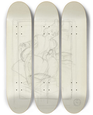 Triptych art skateboard deck of Alphonse Mucha Sarah Bernhardt by Alphonse Mucha (1860-1939)