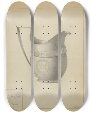 Triptych art skateboard deck of Francisco Alvarez Silver Creamer_2 by Francisco Alvarez