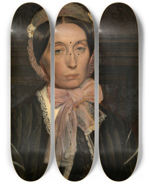 Triptych art skateboard deck of Jan August Hendrik Leys Madame Henri Leysvan Haren by Jan August Hendrik Leys (1815-1869)